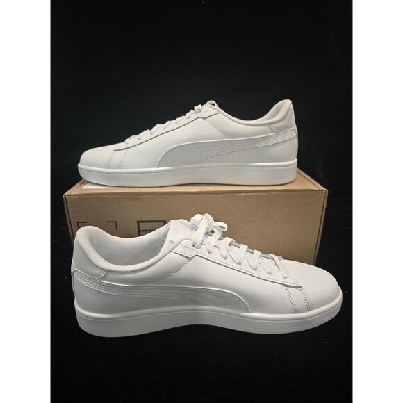 Puma Men's Size 11.5 - Smash 3.0 Leather - White w/Gold Logo - NWOB - Picture 1 of 6